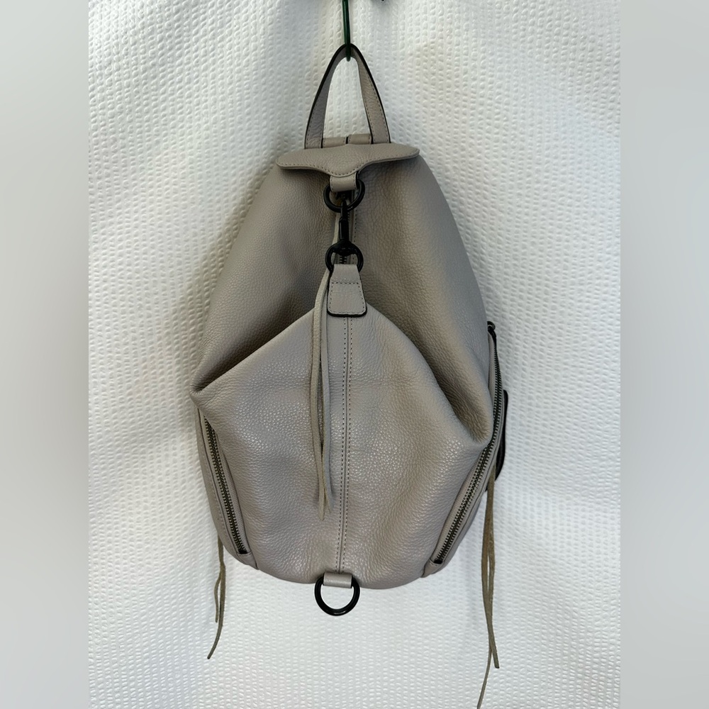 Rebecca Minkoff Julian Gray Pebbled Leather Backpack Travel Work Commuter Bag